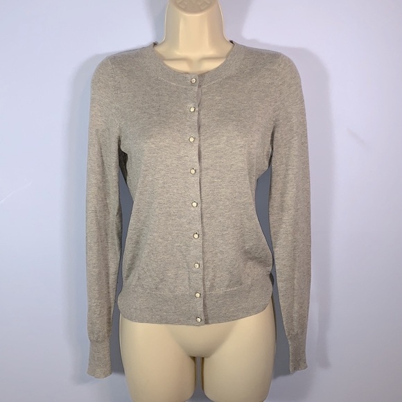 Banana republic gray silk cotton blend opal pearl button up cardigan size XS - Picture 1 of 9